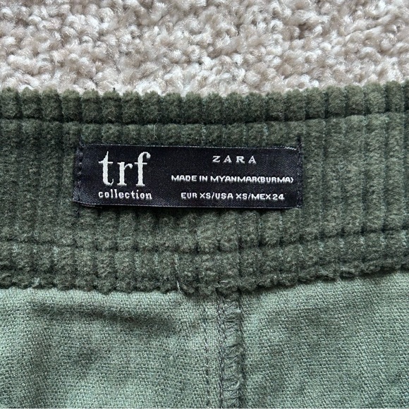 Zara TRF Dark Green Corduroy Button Front Mini Skirt w/ Patch Pockets XS - Picture 6 of 7